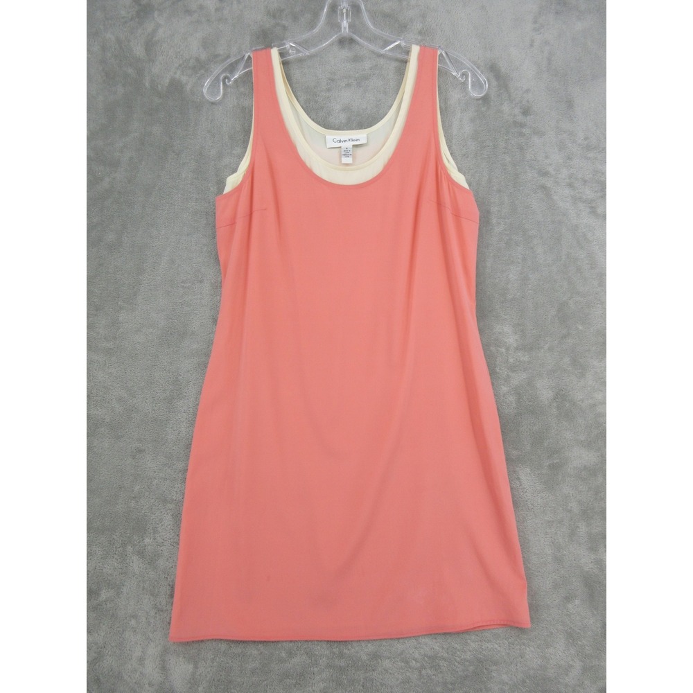 Calvin Klein Dress Womens Size 6 Silk Layered Quiet Luxury Mini Minimalist Pink